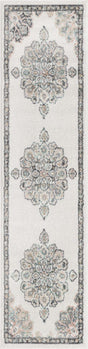 Ivory 2' x 8' Parker Runner Area Rug Traditional Motif Classic Design Stain Resistant Carpet for Living, Dining, Bedrooms, Kitchen, Office for Sale at Rug Engine