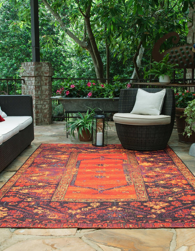 Multicolor 3' 3 x 5' 3 Outdoor Tribal Rectangle Area Rug Weather Resistant for Patio, Deck, Terrace, Balcony, Porch Traditional Design Water Safe Outside Carpet for Sale at Rug Engine