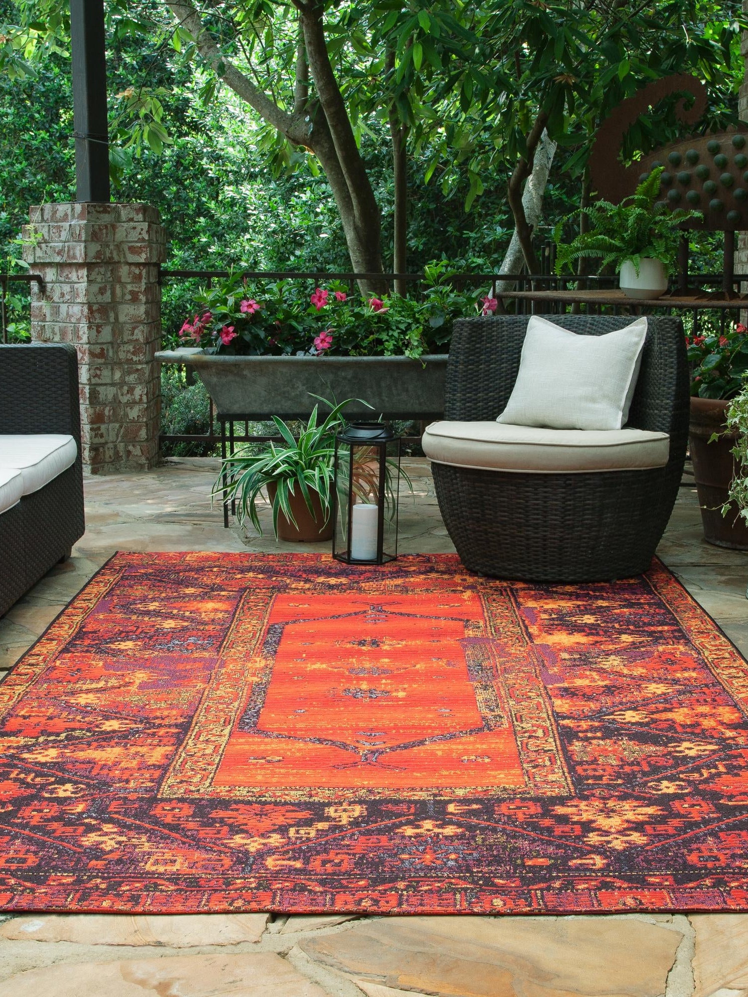 Multicolor 2' x 3' Outdoor Tribal Rectangle Area Rug Weather Resistant for Patio, Deck, Terrace, Balcony, Porch Traditional Design Water Safe Outside Carpet for Sale at Rug Engine