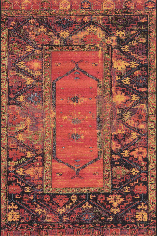 Multicolor 5' 3 x 8' Outdoor Tribal Rectangle Area Rug Weather Resistant for Patio, Deck, Terrace, Balcony, Porch Traditional Design Water Safe Outside Carpet for Sale at Rug Engine