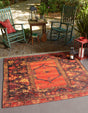 Multicolor 5' 3 x 5' 3 Outdoor Tribal Square Area Rug Weather Resistant for Patio, Deck, Terrace, Balcony, Porch Traditional Design Water Safe Outside Carpet for Sale at Rug Engine