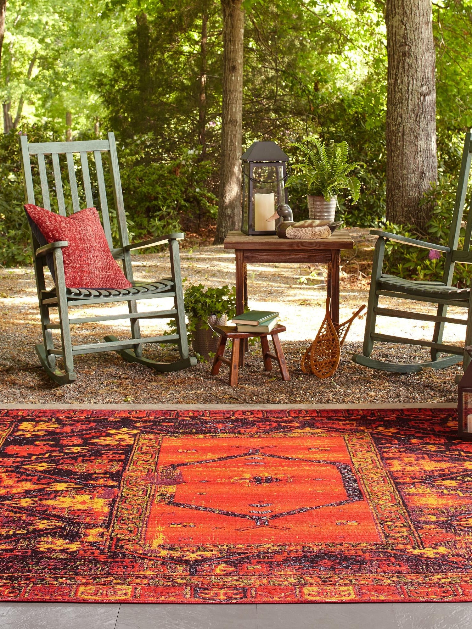 Multicolor 10' x 10' Outdoor Tribal Square Area Rug Weather Resistant for Patio, Deck, Terrace, Balcony, Porch Traditional Design Water Safe Outside Carpet for Sale at Rug Engine