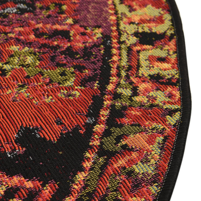 Multicolor 7' 1 x 7' 1 Outdoor Tribal Round Area Rug Weather Resistant for Patio, Deck, Terrace, Balcony, Porch Traditional Design Water Safe Outside Carpet for Sale at Rug Engine
