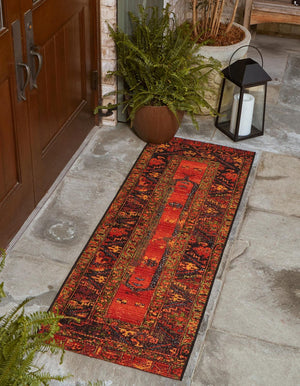 Multicolor 2' x 4' 1 Outdoor Tribal Runner Area Rug Weather Resistant for Patio, Deck, Terrace, Balcony, Porch Traditional Design Water Safe Outside Carpet for Sale at Rug Engine