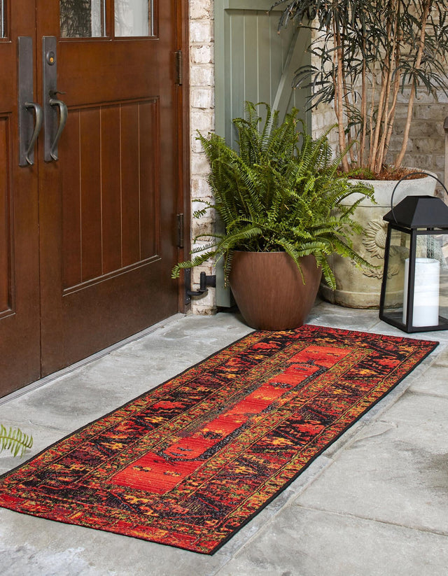 Multicolor 2' x 8' Outdoor Tribal Runner Area Rug Weather Resistant for Patio, Deck, Terrace, Balcony, Porch Traditional Design Water Safe Outside Carpet for Sale at Rug Engine