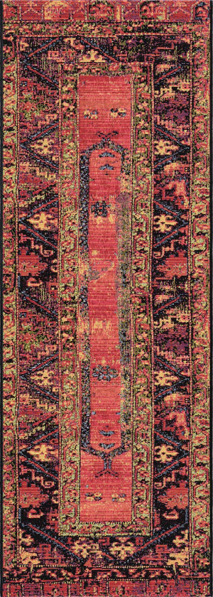 Multicolor 2' x 6' Outdoor Tribal Runner Area Rug Weather Resistant for Patio, Deck, Terrace, Balcony, Porch Traditional Design Water Safe Outside Carpet for Sale at Rug Engine