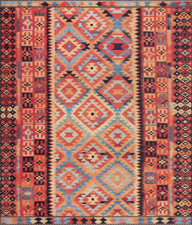 Multicolor 10' x 12' Outdoor Tribal Rectangle Area Rug Weather Resistant for Patio, Deck, Terrace, Balcony, Porch Traditional Design Water Safe Outside Carpet for Sale at Rug Engine
