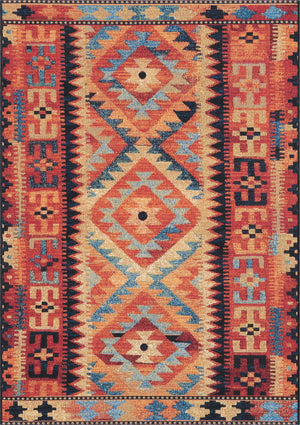 Multicolor 4' x 6' Outdoor Tribal Rectangle Area Rug Weather Resistant for Patio, Deck, Terrace, Balcony, Porch Traditional Design Water Safe Outside Carpet for Sale at Rug Engine