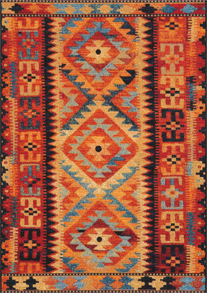 Multicolor 2' x 3' Outdoor Tribal Rectangle Area Rug Weather Resistant for Patio, Deck, Terrace, Balcony, Porch Traditional Design Water Safe Outside Carpet for Sale at Rug Engine