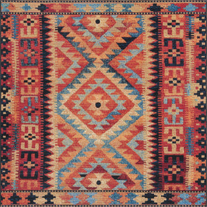 Multicolor 6' x 6' Outdoor Tribal Square Rug