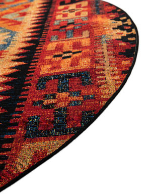 Multicolor 6' 1 x 6' 1 Outdoor Tribal Round Area Rug Weather Resistant for Patio, Deck, Terrace, Balcony, Porch Traditional Design Water Safe Outside Carpet for Sale at Rug Engine