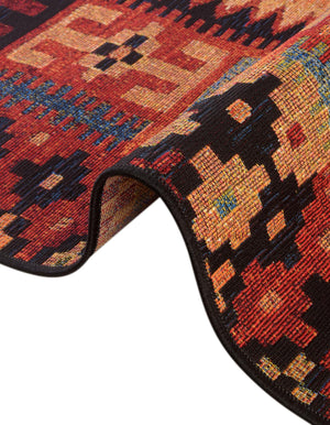 Multicolor 7' 10 x 7' 10 Outdoor Tribal Round Area Rug Weather Resistant for Patio, Deck, Terrace, Balcony, Porch Traditional Design Water Safe Outside Carpet for Sale at Rug Engine