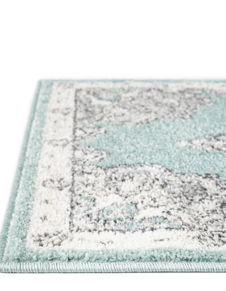 Aqua 4' x 6' Parker Rectangle Area Rug Traditional Motif Classic Design Stain Resistant Carpet for Living, Dining, Bedrooms, Kitchen, Office for Sale at Rug Engine