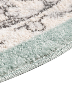Aqua 3' 3 x 3' 3 Parker Round Area Rug Traditional Motif Classic Design Stain Resistant Carpet for Living, Dining, Bedrooms, Kitchen, Office for Sale at Rug Engine