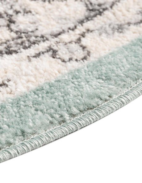 Aqua 3' 3 x 3' 3 Parker Round Area Rug Traditional Motif Classic Design Stain Resistant Carpet for Living, Dining, Bedrooms, Kitchen, Office for Sale at Rug Engine