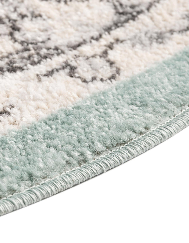 Aqua 3' 3 x 3' 3 Parker Round Area Rug Traditional Motif Classic Design Stain Resistant Carpet for Living, Dining, Bedrooms, Kitchen, Office for Sale at Rug Engine
