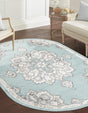 Aqua 5' x 8' Parker Oval Area Rug Traditional Motif Classic Design Stain Resistant Carpet for Living, Dining, Bedrooms, Kitchen, Office for Sale at Rug Engine