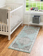 Aqua 2' x 6' Parker Runner Area Rug Traditional Motif Classic Design Stain Resistant Carpet for Living, Dining, Bedrooms, Kitchen, Office for Sale at Rug Engine