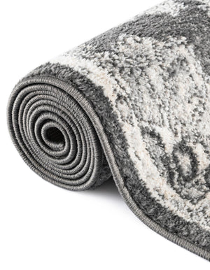 Charcoal 10' x 13' Parker Rectangle Area Rug Traditional Motif Classic Design Stain Resistant Carpet for Living, Dining, Bedrooms, Kitchen, Office for Sale at Rug Engine
