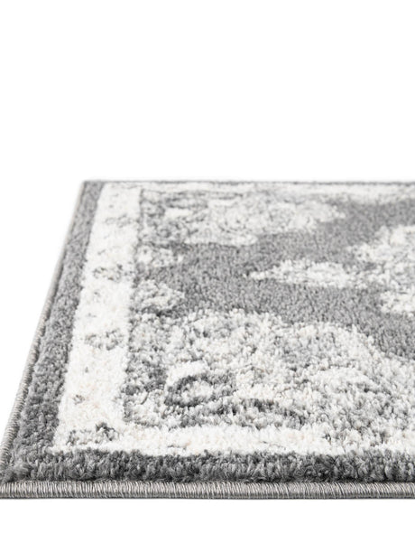 Charcoal 5' x 5' Parker Square Area Rug Traditional Motif Classic Design Stain Resistant Carpet for Living, Dining, Bedrooms, Kitchen, Office for Sale at Rug Engine