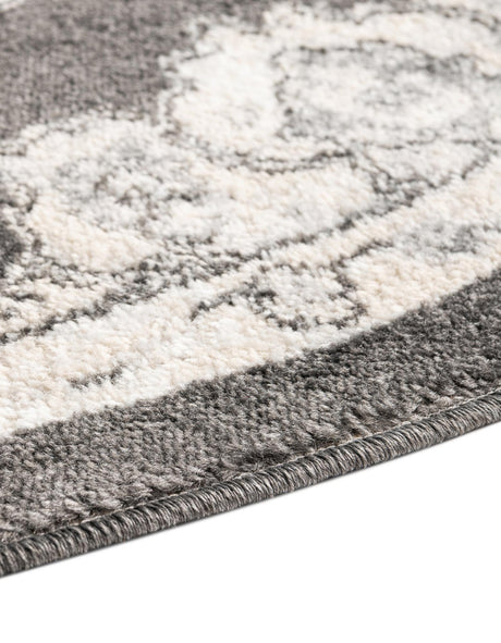 Charcoal 5' x 8' Parker Oval Area Rug Traditional Motif Classic Design Stain Resistant Carpet for Living, Dining, Bedrooms, Kitchen, Office for Sale at Rug Engine
