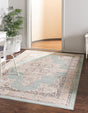Aqua 10' x 13' Parker Rectangle Area Rug Traditional Motif Classic Design Stain Resistant Carpet for Living, Dining, Bedrooms, Kitchen, Office for Sale at Rug Engine