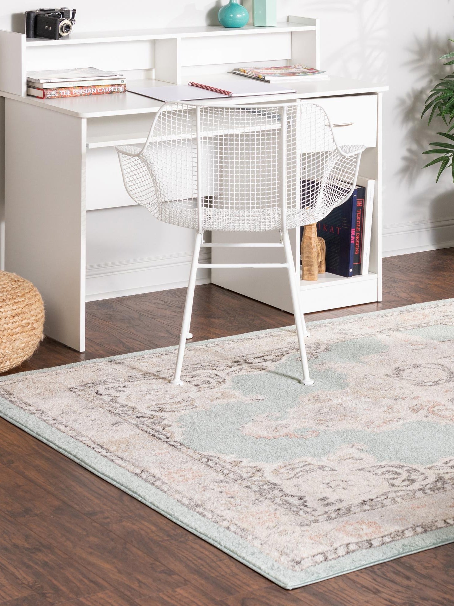 Aqua 2' x 3' Parker Rectangle Area Rug Traditional Motif Classic Design Stain Resistant Carpet for Living, Dining, Bedrooms, Kitchen, Office for Sale at Rug Engine