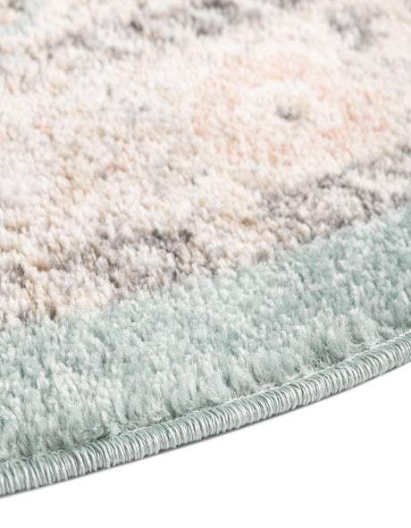Aqua 3' 3 x 3' 3 Parker Round Area Rug Traditional Motif Classic Design Stain Resistant Carpet for Living, Dining, Bedrooms, Kitchen, Office for Sale at Rug Engine