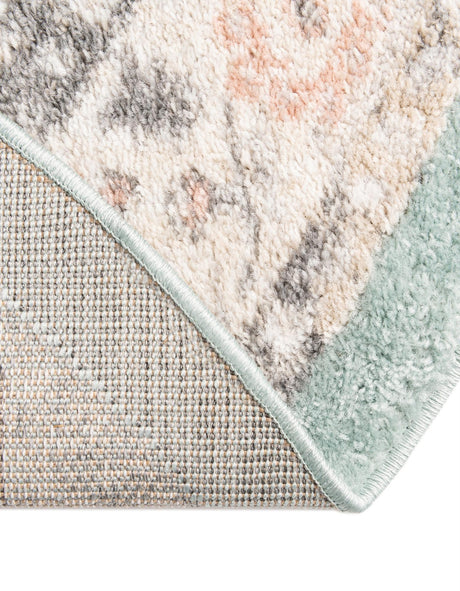 Aqua 3' 3 x 3' 3 Parker Round Area Rug Traditional Motif Classic Design Stain Resistant Carpet for Living, Dining, Bedrooms, Kitchen, Office for Sale at Rug Engine