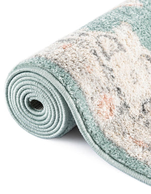 Aqua 7' 10 x 7' 10 Parker Octagon Area Rug Traditional Motif Classic Design Stain Resistant Carpet for Living, Dining, Bedrooms, Kitchen, Office for Sale at Rug Engine