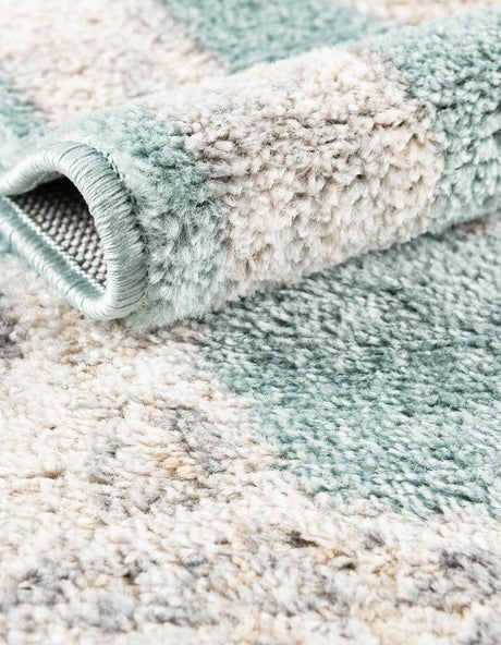 Aqua 2' x 6' Parker Runner Area Rug Traditional Motif Classic Design Stain Resistant Carpet for Living, Dining, Bedrooms, Kitchen, Office for Sale at Rug Engine