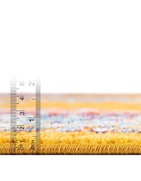 Yellow 7' 10 x 7' 10 Parker Octagon Area Rug Traditional Motif Classic Design Stain Resistant Carpet for Living, Dining, Bedrooms, Kitchen, Office for Sale at Rug Engine
