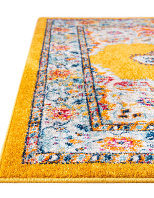 Yellow 7' 10 x 7' 10 Parker Octagon Area Rug Traditional Motif Classic Design Stain Resistant Carpet for Living, Dining, Bedrooms, Kitchen, Office for Sale at Rug Engine