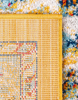 Yellow 5' x 5' Parker Octagon Area Rug Traditional Motif Classic Design Stain Resistant Carpet for Living, Dining, Bedrooms, Kitchen, Office for Sale at Rug Engine