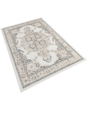 Ivory 7' x 10' Parker Rectangle Area Rug Traditional Motif Classic Design Stain Resistant Carpet for Living, Dining, Bedrooms, Kitchen, Office for Sale at Rug Engine