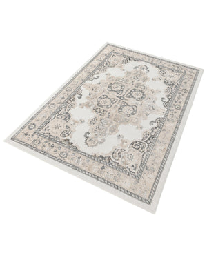 Ivory 7' x 10' Parker Rectangle Area Rug Traditional Motif Classic Design Stain Resistant Carpet for Living, Dining, Bedrooms, Kitchen, Office for Sale at Rug Engine