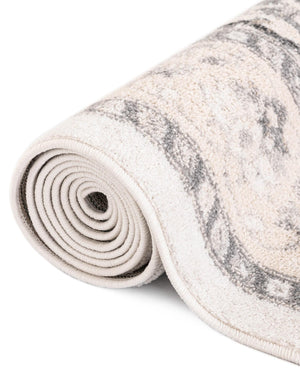 Ivory 6' x 9' Parker Rectangle Area Rug Traditional Motif Classic Design Stain Resistant Carpet for Living, Dining, Bedrooms, Kitchen, Office for Sale at Rug Engine