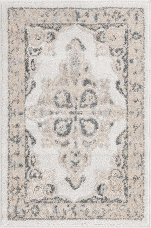 Ivory 2' x 3' Parker Rectangle Area Rug Traditional Motif Classic Design Stain Resistant Carpet for Living, Dining, Bedrooms, Kitchen, Office for Sale at Rug Engine