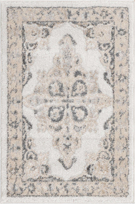 Ivory 2' x 3' Parker Rectangle Area Rug Traditional Motif Classic Design Stain Resistant Carpet for Living, Dining, Bedrooms, Kitchen, Office for Sale at Rug Engine