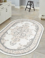 Ivory 7' 10 x 10' Parker Oval Area Rug Traditional Motif Classic Design Stain Resistant Carpet for Living, Dining, Bedrooms, Kitchen, Office for Sale at Rug Engine