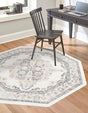 Ivory 7' 10 x 7' 10 Parker Octagon Area Rug Traditional Motif Classic Design Stain Resistant Carpet for Living, Dining, Bedrooms, Kitchen, Office for Sale at Rug Engine