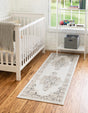 Ivory 2' 7 x 12' Parker Runner Area Rug Traditional Motif Classic Design Stain Resistant Carpet for Living, Dining, Bedrooms, Kitchen, Office for Sale at Rug Engine