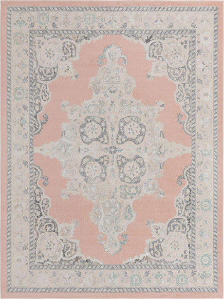 Rose 9' x 12' Parker Rectangle Area Rug Traditional Motif Classic Design Stain Resistant Carpet for Living, Dining, Bedrooms, Kitchen, Office for Sale at Rug Engine
