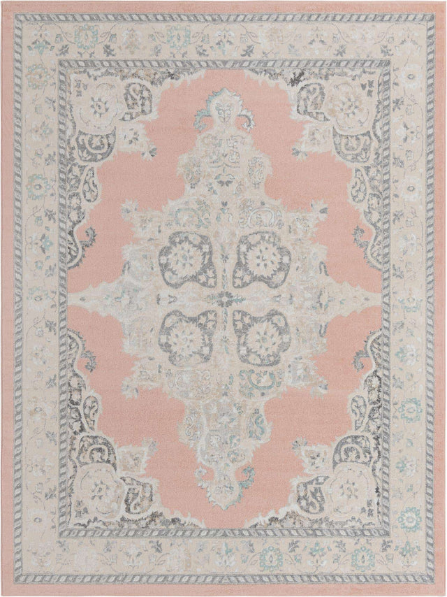 Rose 9' x 12' Parker Rectangle Area Rug Traditional Motif Classic Design Stain Resistant Carpet for Living, Dining, Bedrooms, Kitchen, Office for Sale at Rug Engine