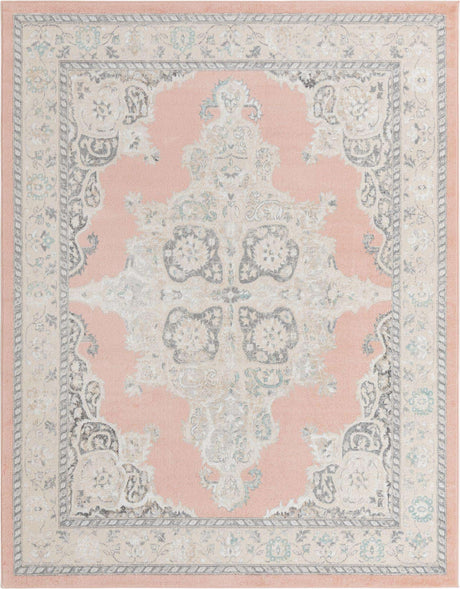 Rose 7' 10 x 10' Parker Rectangle Area Rug Traditional Motif Classic Design Stain Resistant Carpet for Living, Dining, Bedrooms, Kitchen, Office for Sale at Rug Engine