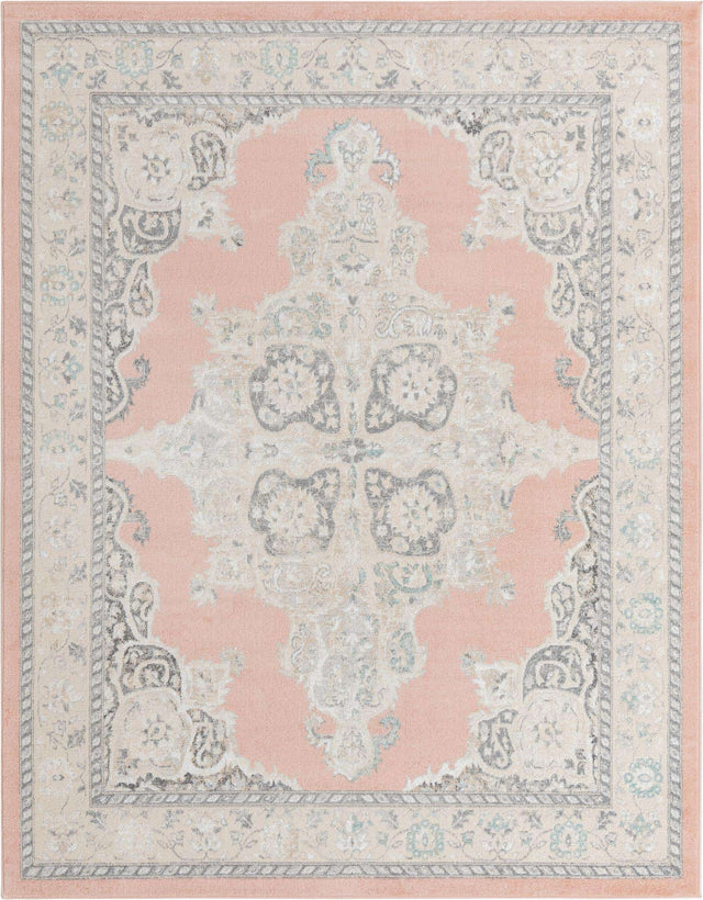 Rose 7' 10 x 10' Parker Rectangle Area Rug Traditional Motif Classic Design Stain Resistant Carpet for Living, Dining, Bedrooms, Kitchen, Office for Sale at Rug Engine