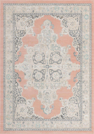 Rose 7' x 10' Parker Rectangle Area Rug Traditional Motif Classic Design Stain Resistant Carpet for Living, Dining, Bedrooms, Kitchen, Office for Sale at Rug Engine