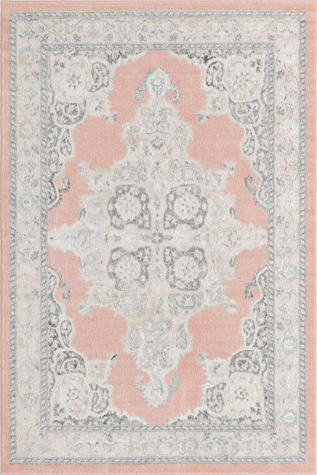 Rose 6' x 9' Parker Rectangle Area Rug Traditional Motif Classic Design Stain Resistant Carpet for Living, Dining, Bedrooms, Kitchen, Office for Sale at Rug Engine