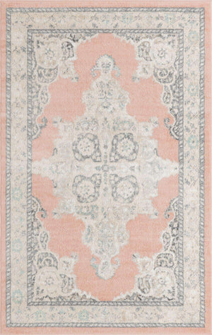 Rose 5' x 8' Parker Rectangle Area Rug Traditional Motif Classic Design Stain Resistant Carpet for Living, Dining, Bedrooms, Kitchen, Office for Sale at Rug Engine