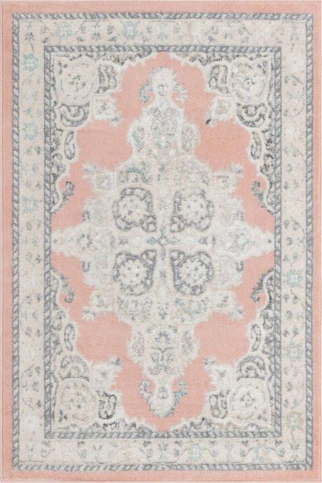Rose 4' x 6' Parker Rectangle Area Rug Traditional Motif Classic Design Stain Resistant Carpet for Living, Dining, Bedrooms, Kitchen, Office for Sale at Rug Engine